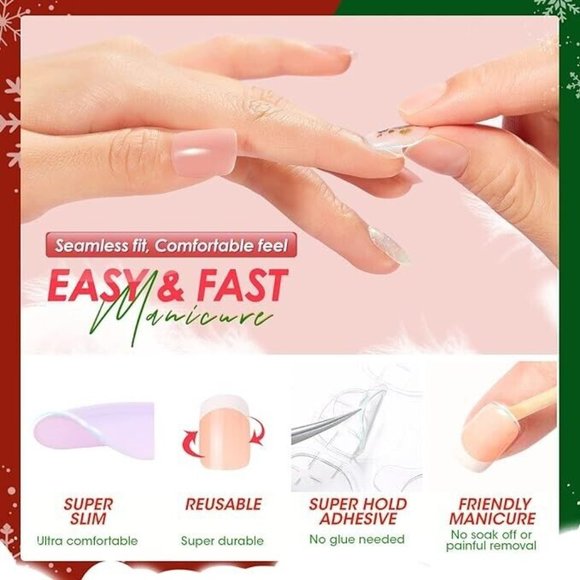 Vamony 30Pc Christmas Press on Nails Short Glossy Square Cute Red Xmas Fake Nail - Picture 5 of 9